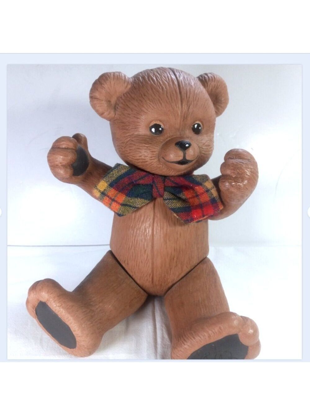 Artist Signed Vintage Ceramic Teddy Bear Jointed 14" Tall CW 86 Heavy 1986
